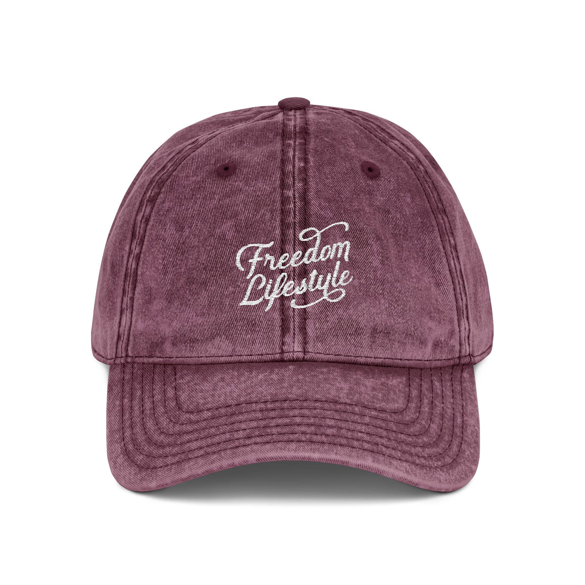 Vintage Embroidered Cap — "Freedom Lived" Washed Pink Baseball Hat