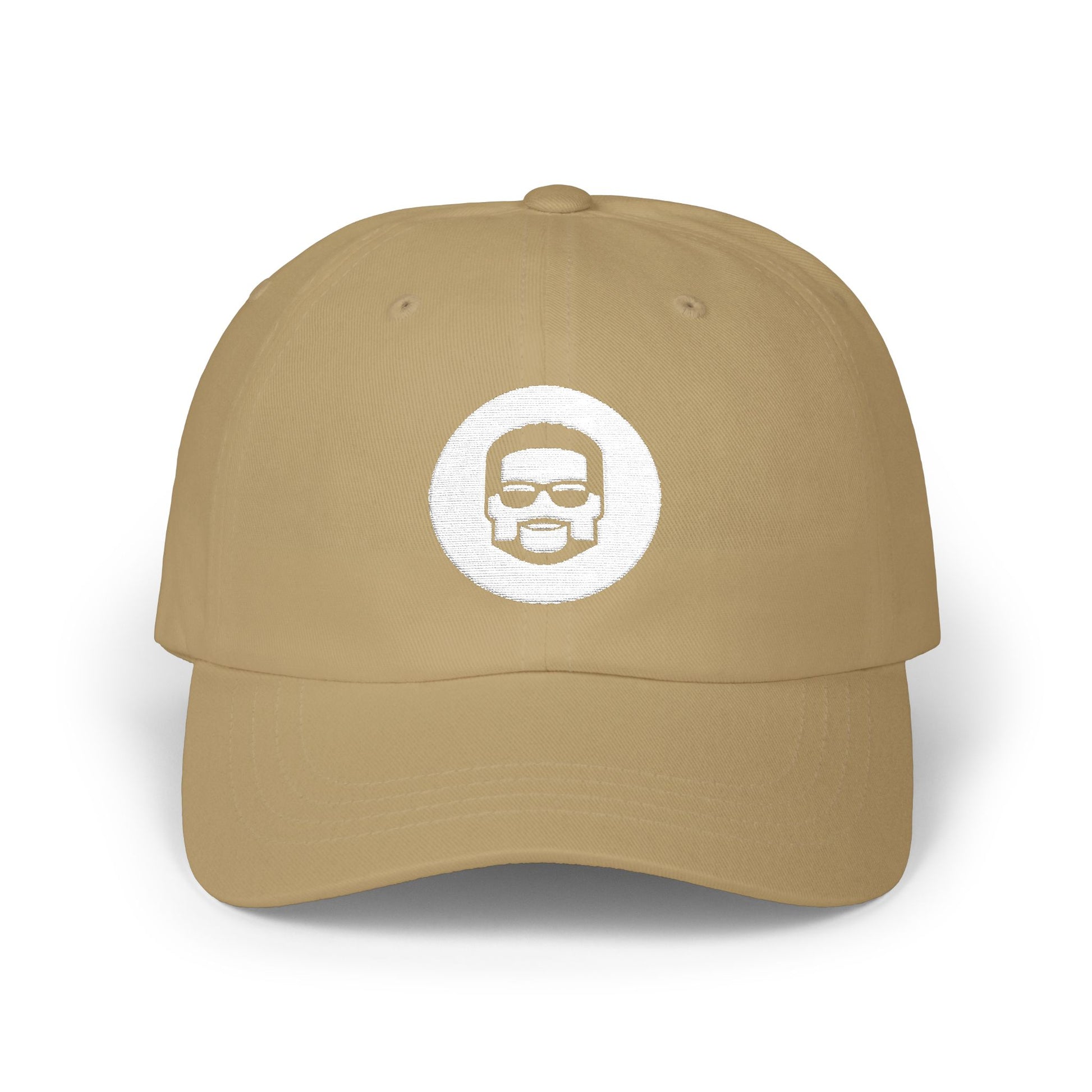 Dad Cap with Retro Beard Face Logo — Casual Baseball Hat for Fathers & Gifts