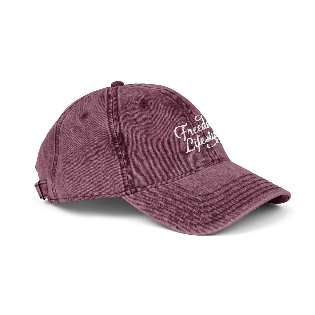 Vintage Embroidered Cap — "Freedom Lived" Washed Pink Baseball Hat